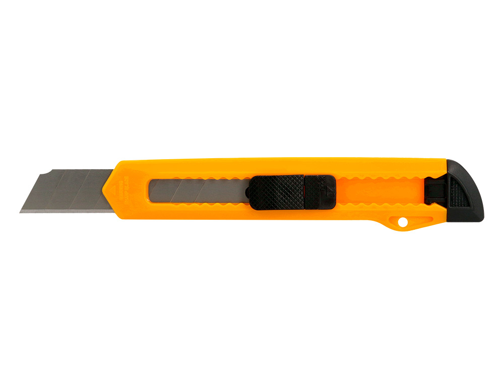 CUTTER XD-11 Q-CONNECT LAME RETRACTABLE INTERCHANGEABLE ACIER 18MM PRECOUPEE FREIN SECURITE COL. ALEATOIRE JAUNE/ORANGE
