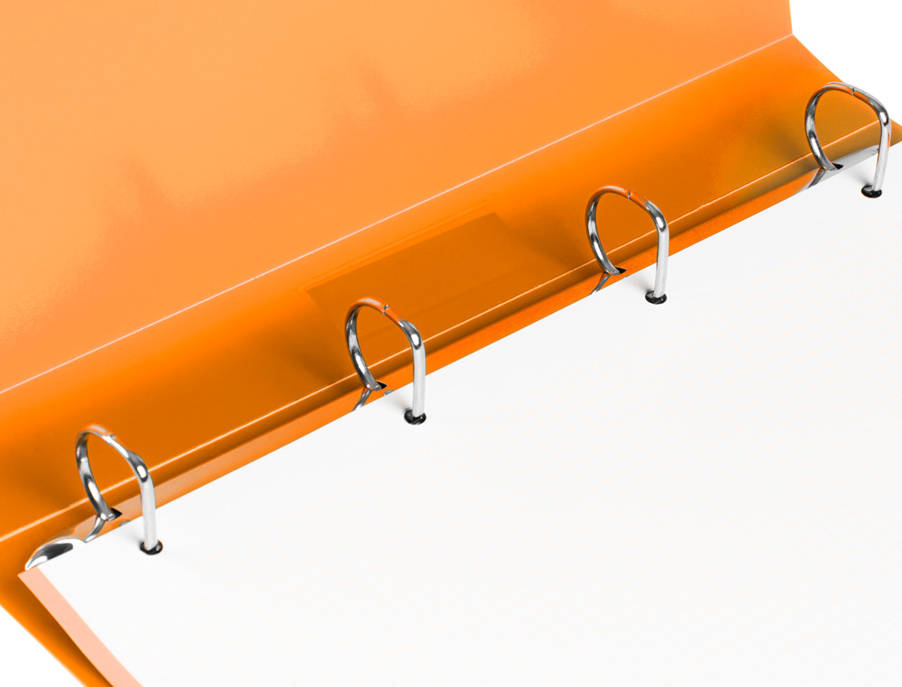 CLASSEUR LIDERPAPEL 4 ANNEAUX 25MM A4 260X315MM POLYPROPYLENE DOS 40MM PORTE-CARTES VISITE COLORIS ORANGE
