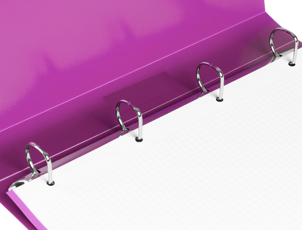 CLASSEUR LIDERPAPEL 4 ANNEAUX 25MM A4 260X315MM POLYPROPYLENE DOS 40MM PORTE-CARTES VISITE COLORIS VIOLET