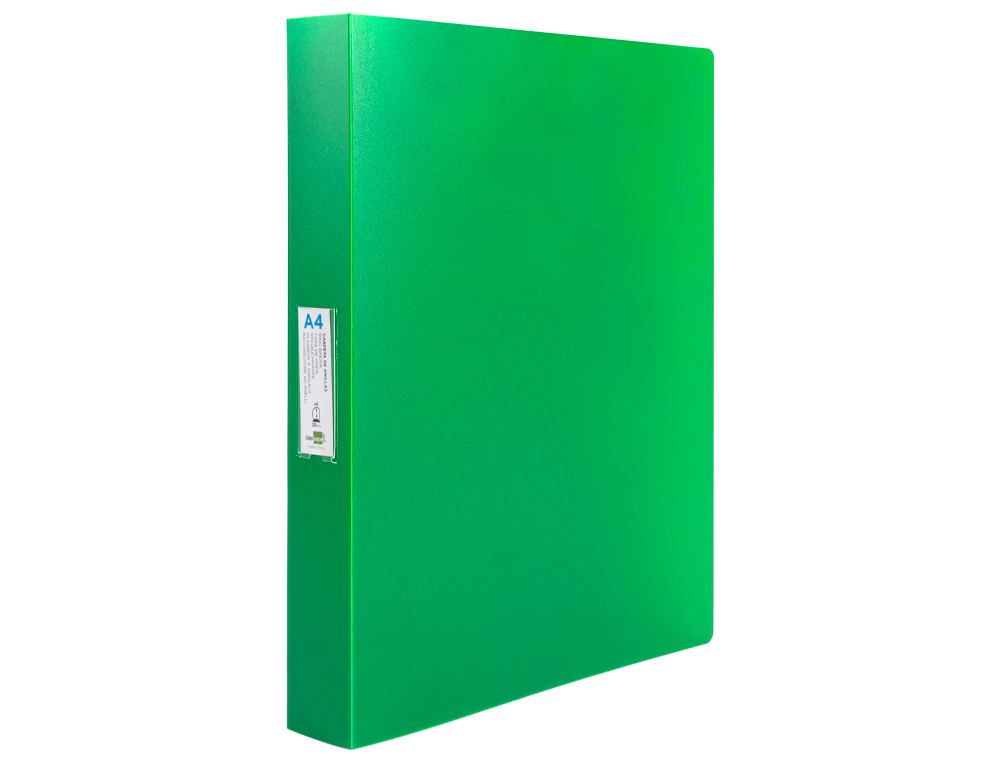 CLASSEUR LIDERPAPEL 4 ANNEAUX 25MM A4 260X315MM POLYPROPYLENE DOS 40MM PORTE-CARTES VISITE COLORIS VERT