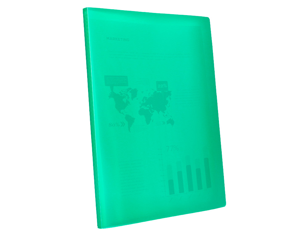 PROTEGE-DOCUMENTS LIDERPAPEL POLYPROPYLENE COUVERTURE      FLEXIBLE 20 POCHETTES FIXES   A4 210X297MM VERT TRANSLUCIDE