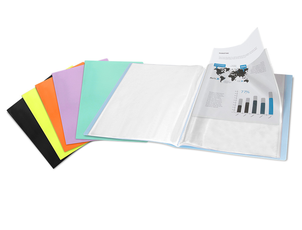 PROTEGE-DOCUMENTS LIDERPAPEL POLYPROPYLENE COUVERTURE FLEXIBLE 20 POCHETTES FIXES A4 210X297MM LAVANDE OPAQUE