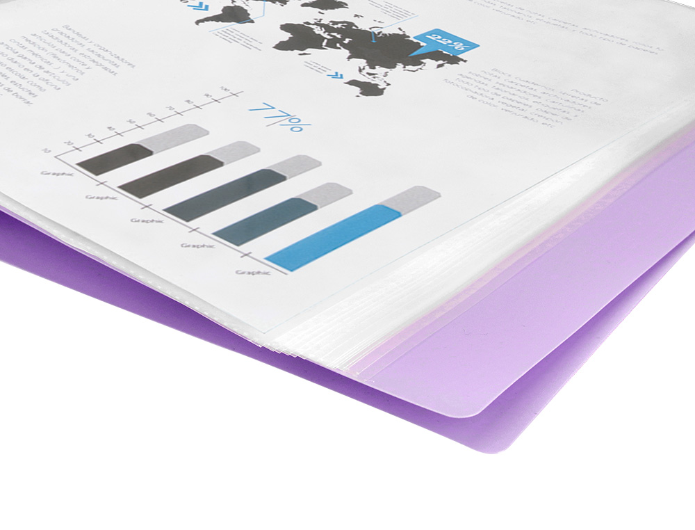 PROTEGE-DOCUMENTS LIDERPAPEL POLYPROPYLENE COUVERTURE FLEXIBLE 20 POCHETTES FIXES A4 210X297MM LAVANDE OPAQUE