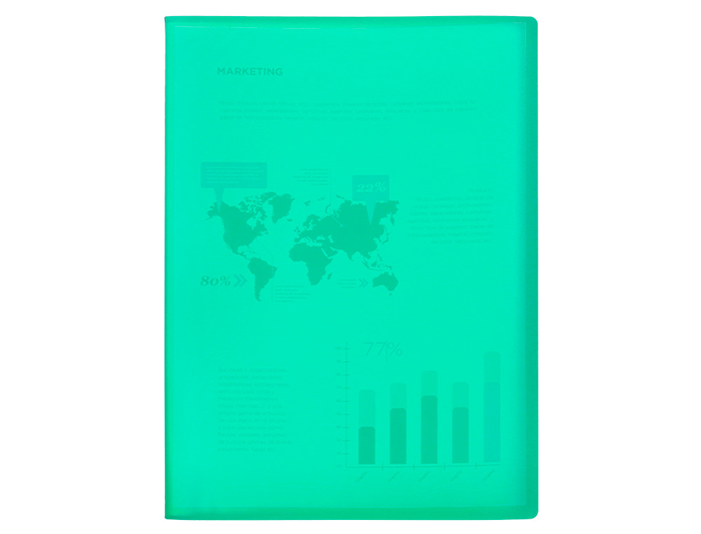 PROTEGE-DOCUMENTS LIDERPAPEL POLYPROPYLENE COUVERTURE FLEXIBLE 60 POCHETTES FIXES A4 220X297MM VERT TRANSLUCIDE