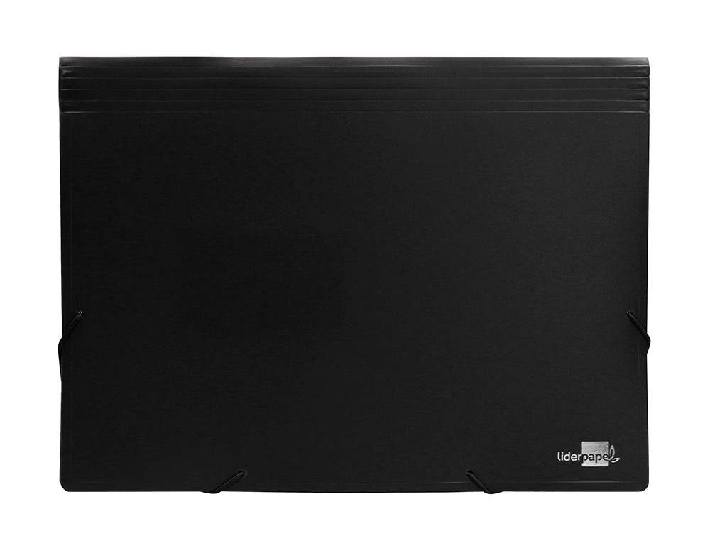 TRIEUR LIDERPAPEL POLYPROPYLENE A4 210X297 MM 700 MICRONS 13 COMPARTIMENTS FERMETURE ELASTIQUE COLORIS NOIR OPAQUE