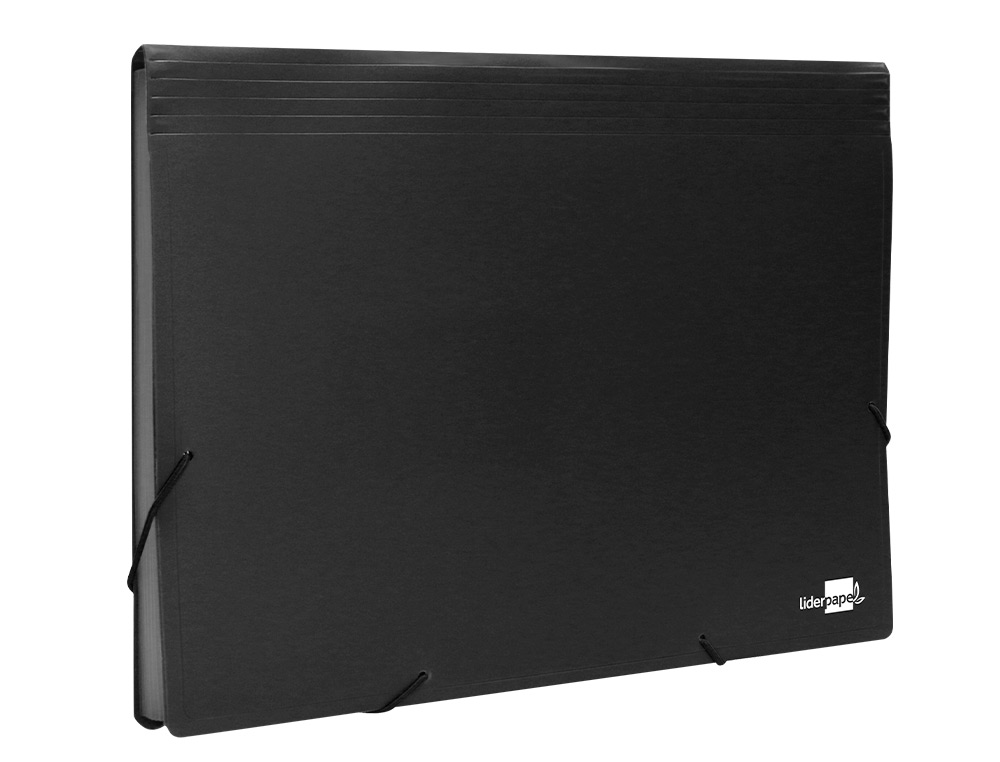TRIEUR LIDERPAPEL POLYPROPYLENE A4 210X297 MM 700 MICRONS 13 COMPARTIMENTS FERMETURE ELASTIQUE COLORIS NOIR OPAQUE