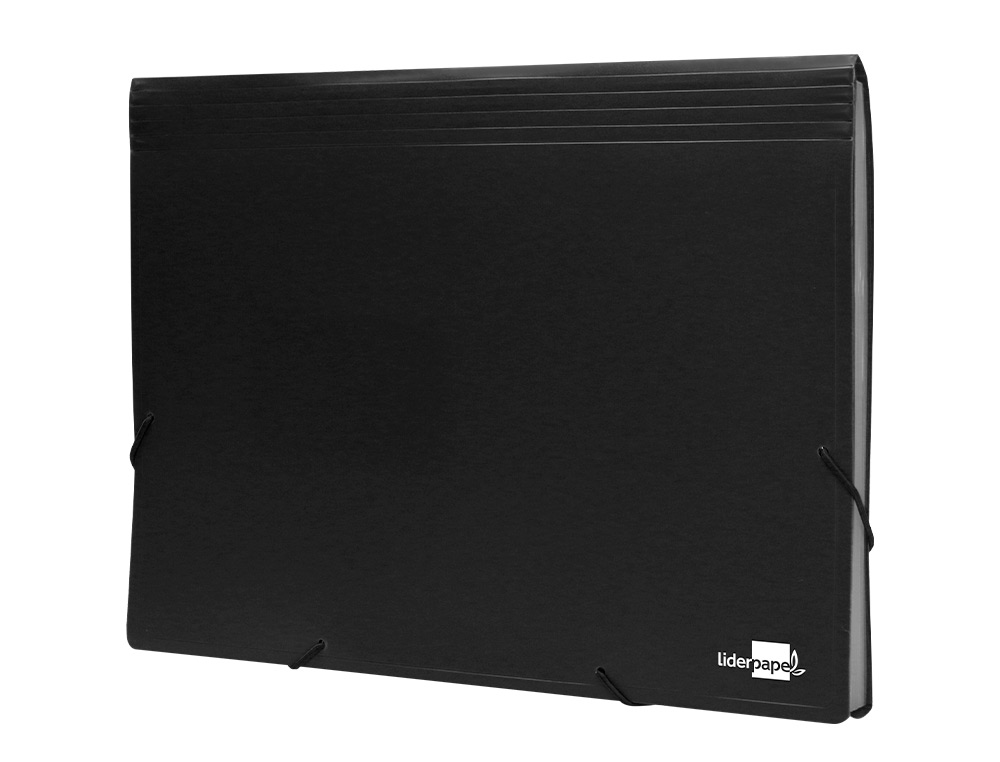 TRIEUR LIDERPAPEL POLYPROPYLENE A4 210X297 MM 700 MICRONS 13 COMPARTIMENTS FERMETURE ELASTIQUE COLORIS NOIR OPAQUE