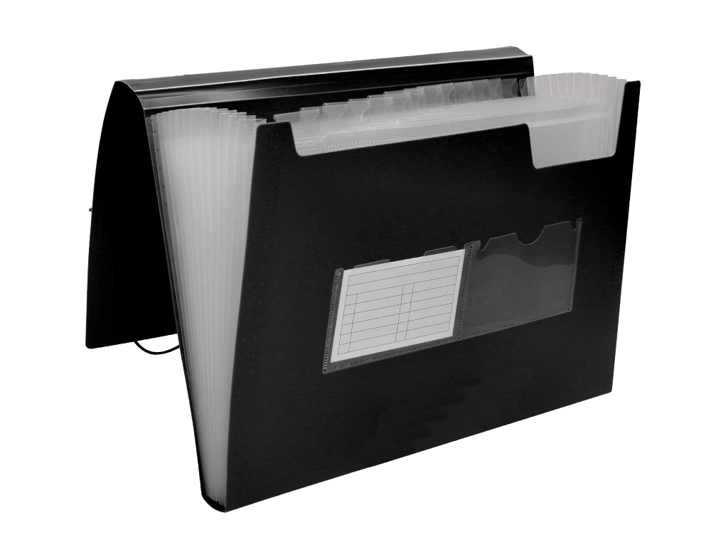TRIEUR LIDERPAPEL POLYPROPYLENE A4 210X297 MM 700 MICRONS 13 COMPARTIMENTS FERMETURE ELASTIQUE COLORIS NOIR OPAQUE