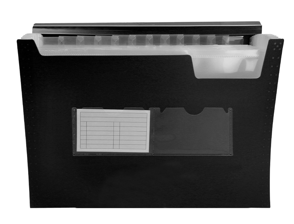 TRIEUR LIDERPAPEL POLYPROPYLENE A4 210X297 MM 700 MICRONS 13 COMPARTIMENTS FERMETURE ELASTIQUE COLORIS NOIR OPAQUE