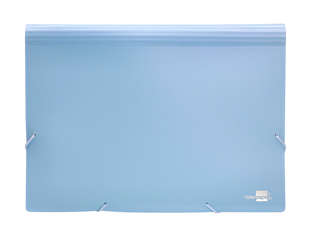 TRIEUR LIDERPAPEL POLYPRO A4 210X297MM 700 MICRONS 13 COMPARTIMENTS FERMETURE ELASTIQUE  COLORIS BLEU CIEL OPAQUE