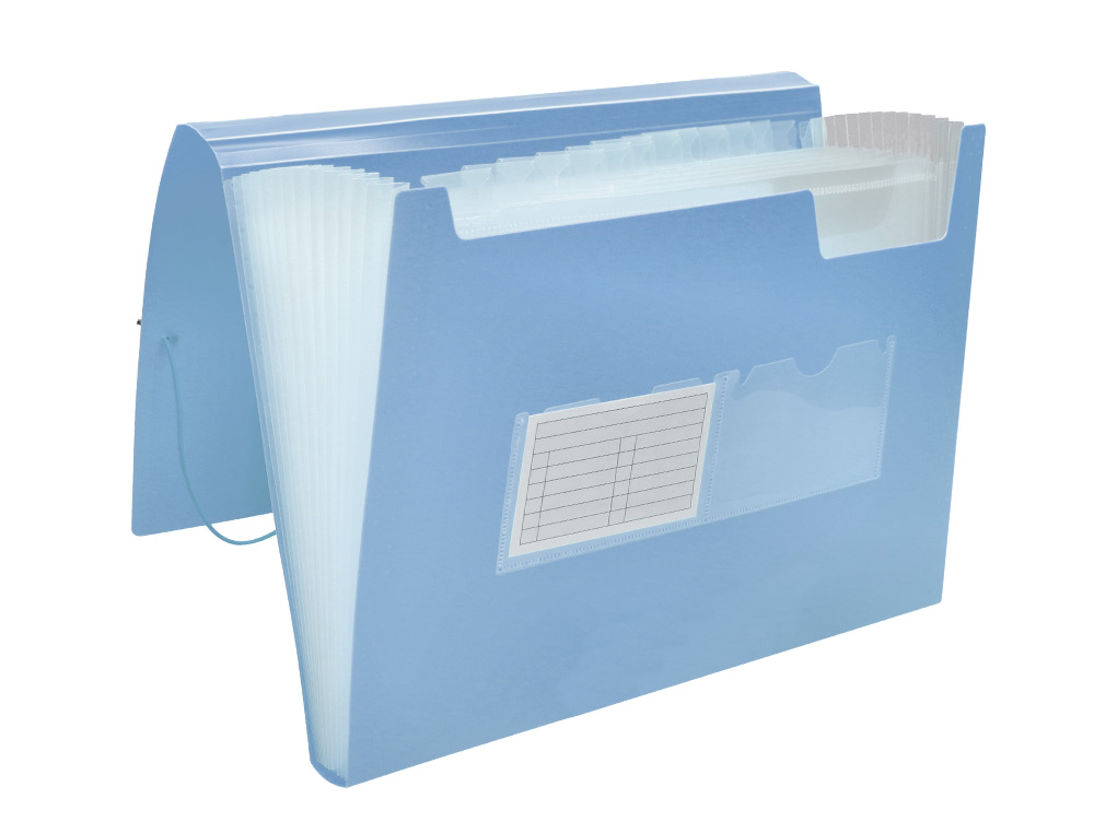 TRIEUR LIDERPAPEL POLYPRO A4 210X297MM 700 MICRONS 13 COMPARTIMENTS FERMETURE ELASTIQUE  COLORIS BLEU CIEL OPAQUE