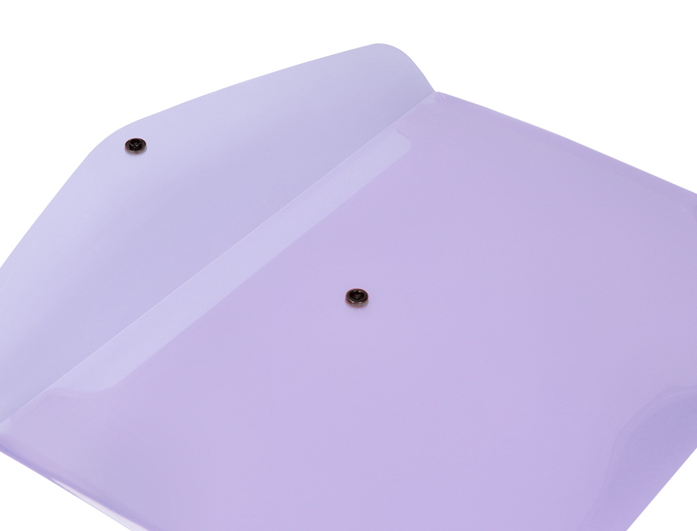 POCHETTE ENVELOPPE LIDERPAPEL POLYPROPYLENE 180 MICRONS A4 97X210MM 50F FERMETURE BOUTON LAVANDE OPAQUE
