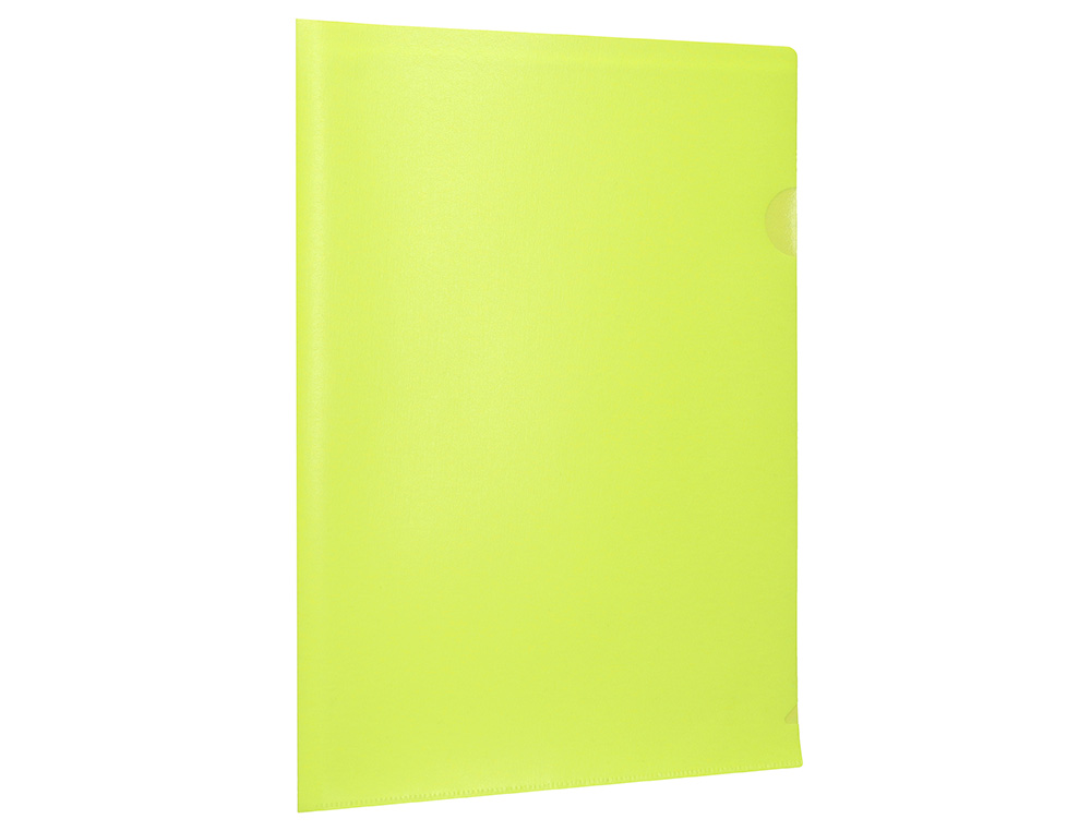 POCHETTE COIN LIDERPAPEL POLYPROPYLENE 180 MICRONS A4 210X297MM CAPACITE 20F COLORIS JAUNE FLUO