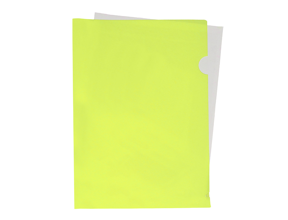 POCHETTE COIN LIDERPAPEL POLYPROPYLENE 180 MICRONS A4 210X297MM CAPACITE 20F COLORIS JAUNE FLUO