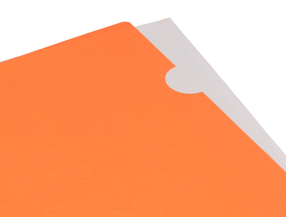 POCHETTE COIN LIDERPAPEL POLYPROPYLENE 180 MICRONS A4 210X297MM CAPACITE 20F COLORIS ORANGE FLUO