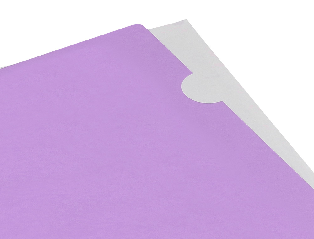 POCHETTE COIN LIDERPAPEL POLYPROPYLENE 180 MICRONS A4  210X297MM CAPACITE 20F        COLORIS LAVANDE OPAQUE