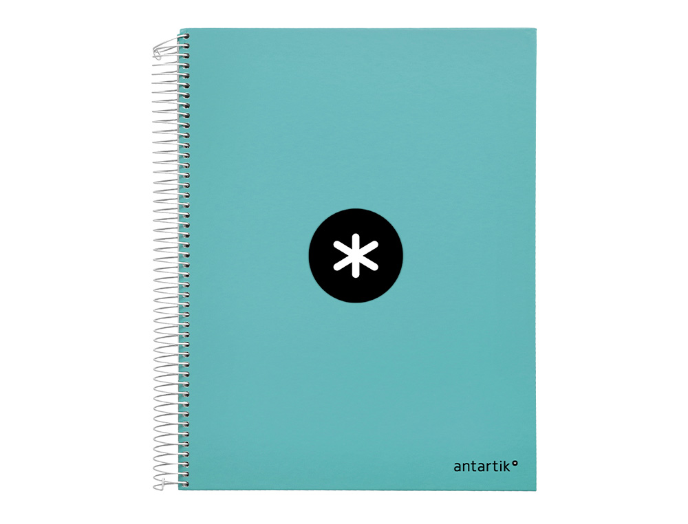 CAHIER SPIRALE ANTARTIK A4 100G COUVERTURE REMBORDEE SEYES SANS BANDES 4 TROUS COLORIS MENTHE