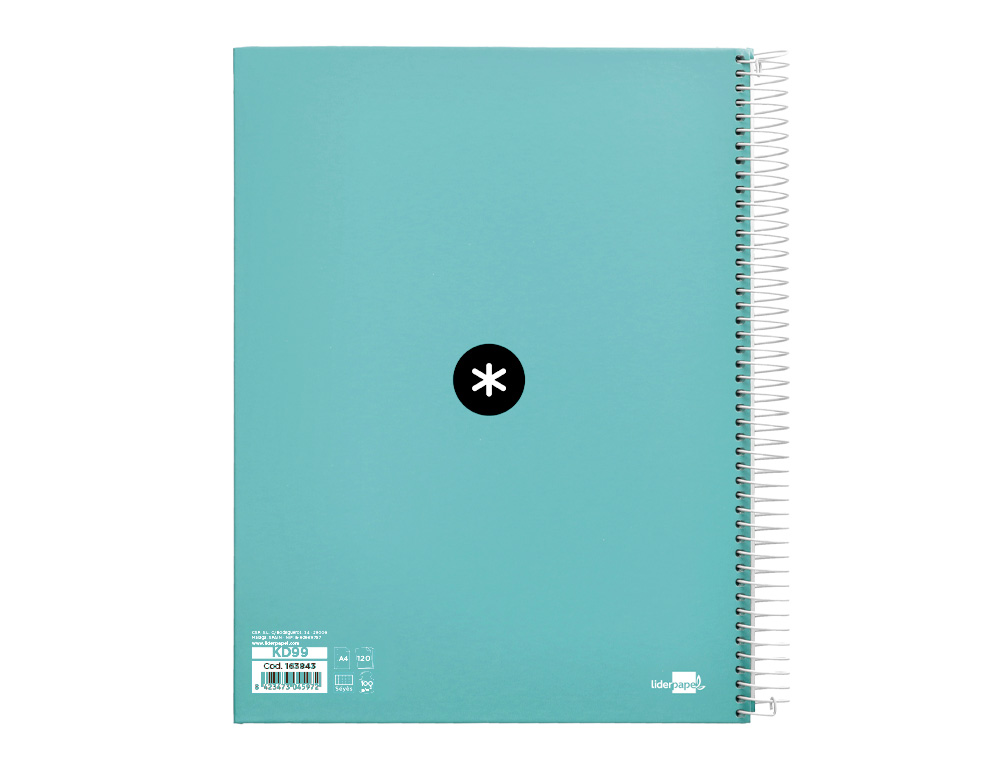 CAHIER SPIRALE ANTARTIK A4 100G COUVERTURE REMBORDEE SEYES SANS BANDES 4 TROUS COLORIS MENTHE