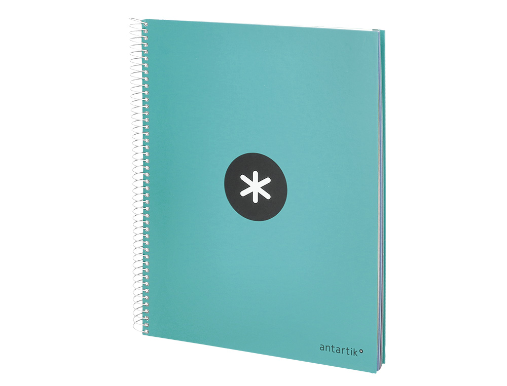 CAHIER SPIRALE ANTARTIK A4 100G COUVERTURE REMBORDEE SEYES SANS BANDES 4 TROUS COLORIS MENTHE
