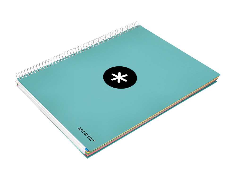 CAHIER SPIRALE ANTARTIK A4 100G COUVERTURE REMBORDEE SEYES SANS BANDES 4 TROUS COLORIS MENTHE