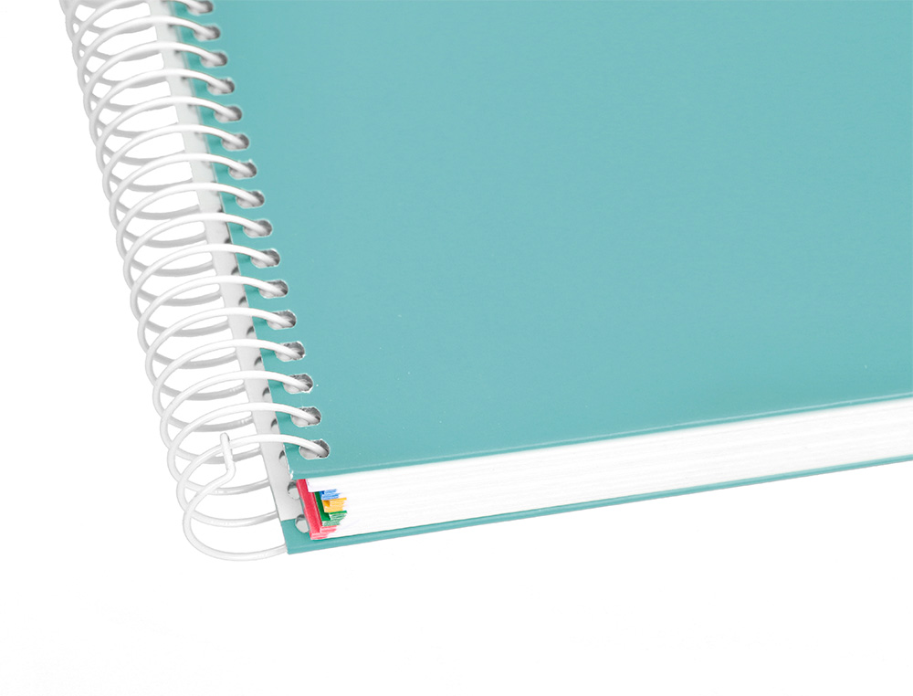 CAHIER SPIRALE ANTARTIK A4 100G COUVERTURE REMBORDEE SEYES SANS BANDES 4 TROUS COLORIS MENTHE
