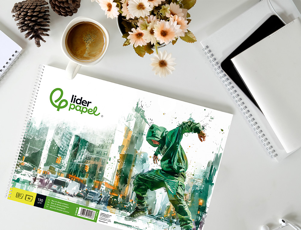 BLOC PAPIER DESSIN LIDERPAPEL URBAN SPIRALE 230X325MM 130G/M2 SANS ENCADREMENT MICROPERFORE 20 FEUILLES