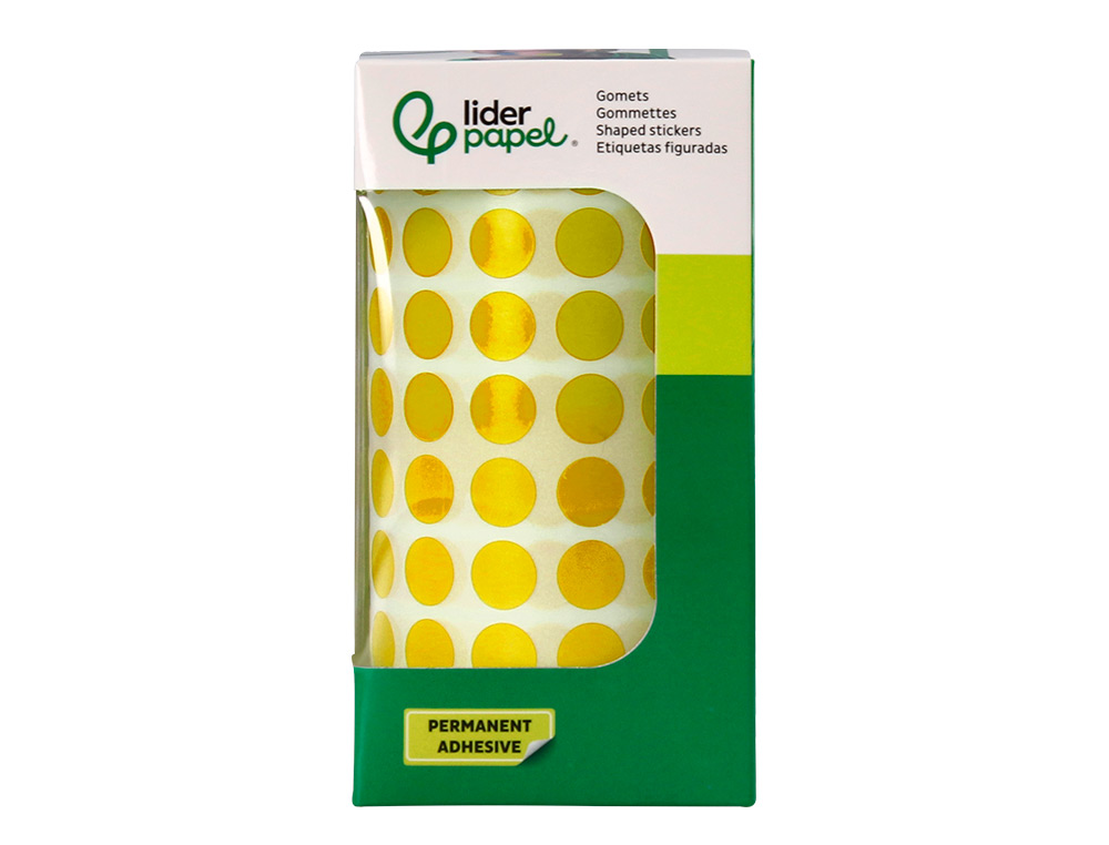 PASTILLE ADHESIVE LIDERPAPEL DIAMETRE 10,5MM COLORIS JAUNE ROULEAU 6000 UNITES BOITE     CARTON