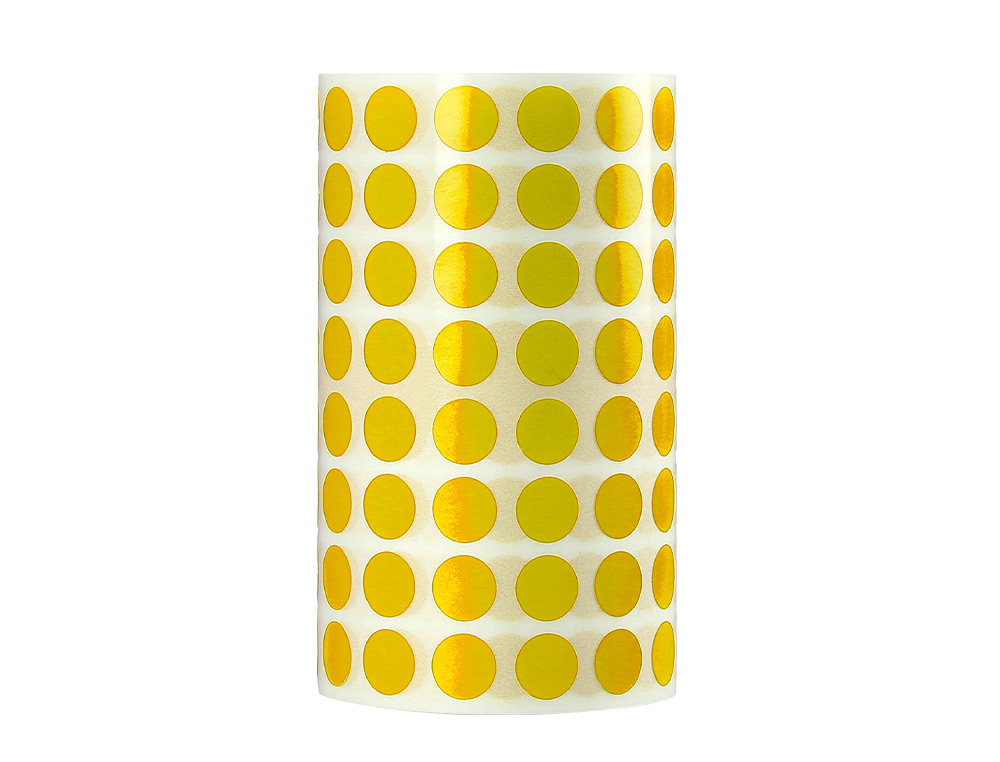PASTILLE ADHESIVE LIDERPAPEL DIAMETRE 10,5MM COLORIS JAUNE ROULEAU 6000 UNITES BOITE     CARTON