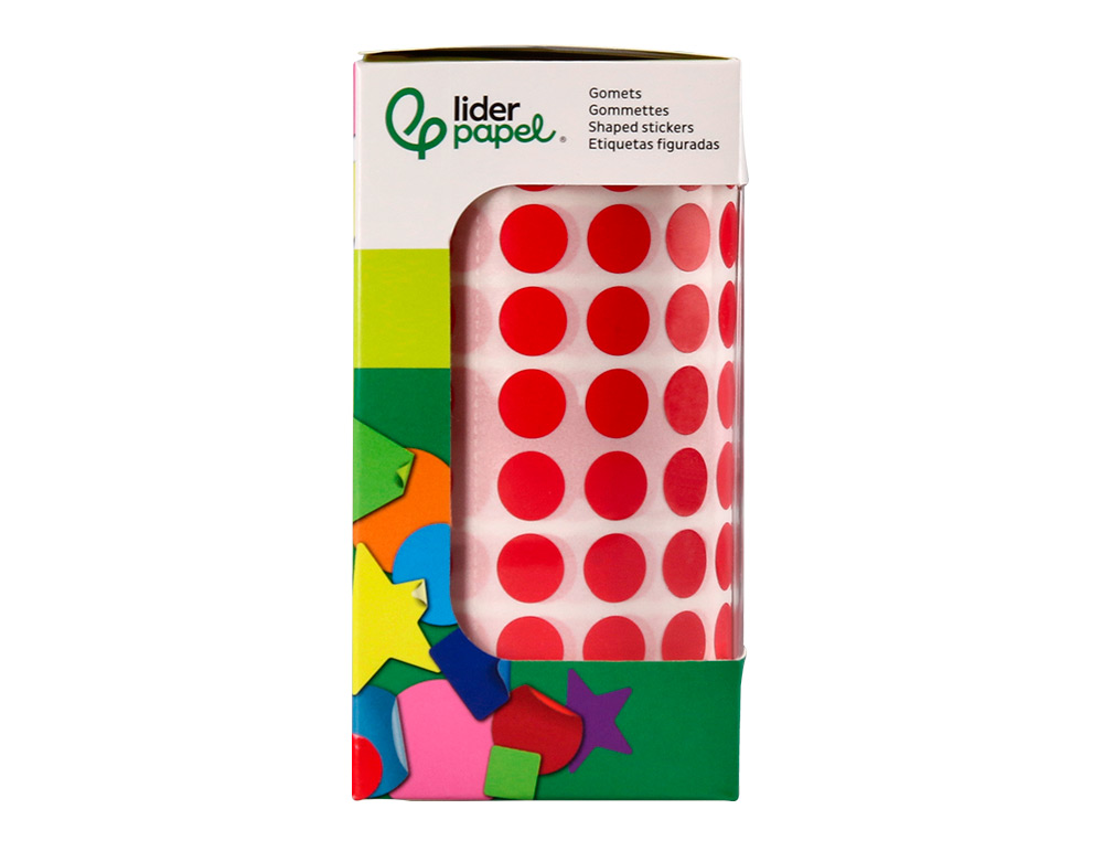 PASTILLE ADHESIVE LIDERPAPEL DIAMETRE 10,5MM COLORIS ROUGE ROULEAU 6000 UNITES BOITE CARTON