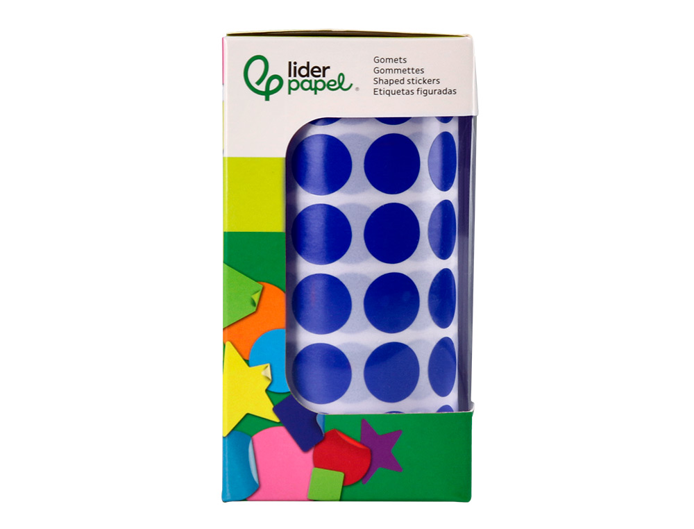 PASTILLE ADHESIVE LIDERPAPEL DIAMETRE 15MM COLORIS BLEU    ROULEAU 6000 UNITES BOITE     CARTON