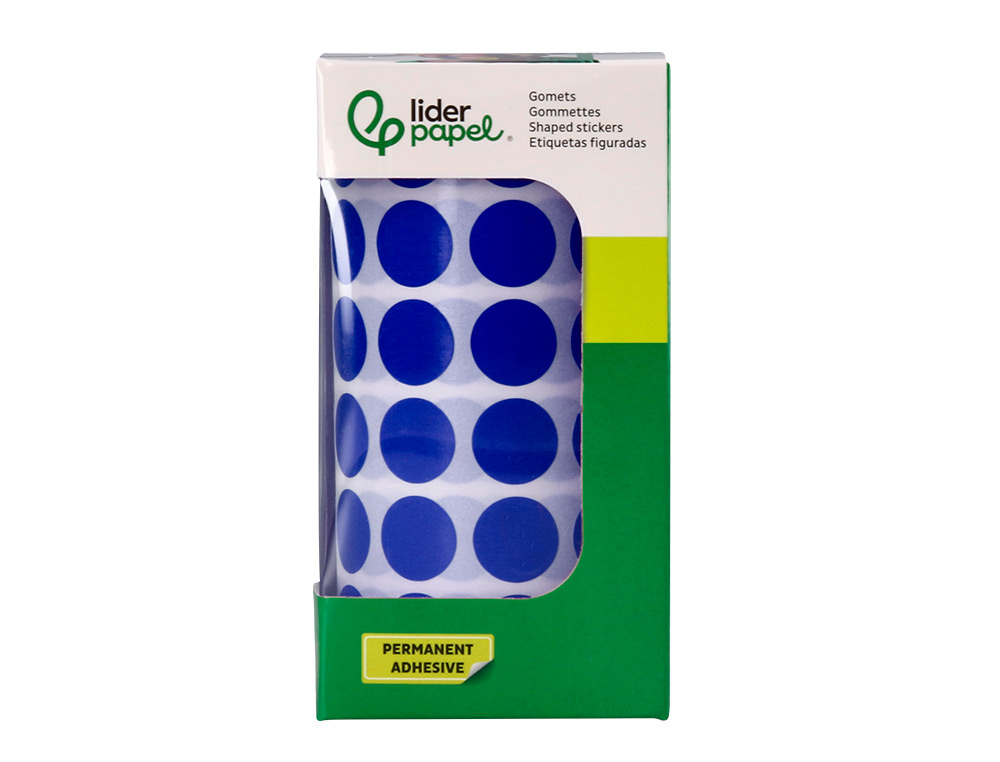 PASTILLE ADHESIVE LIDERPAPEL DIAMETRE 15MM COLORIS BLEU    ROULEAU 6000 UNITES BOITE     CARTON