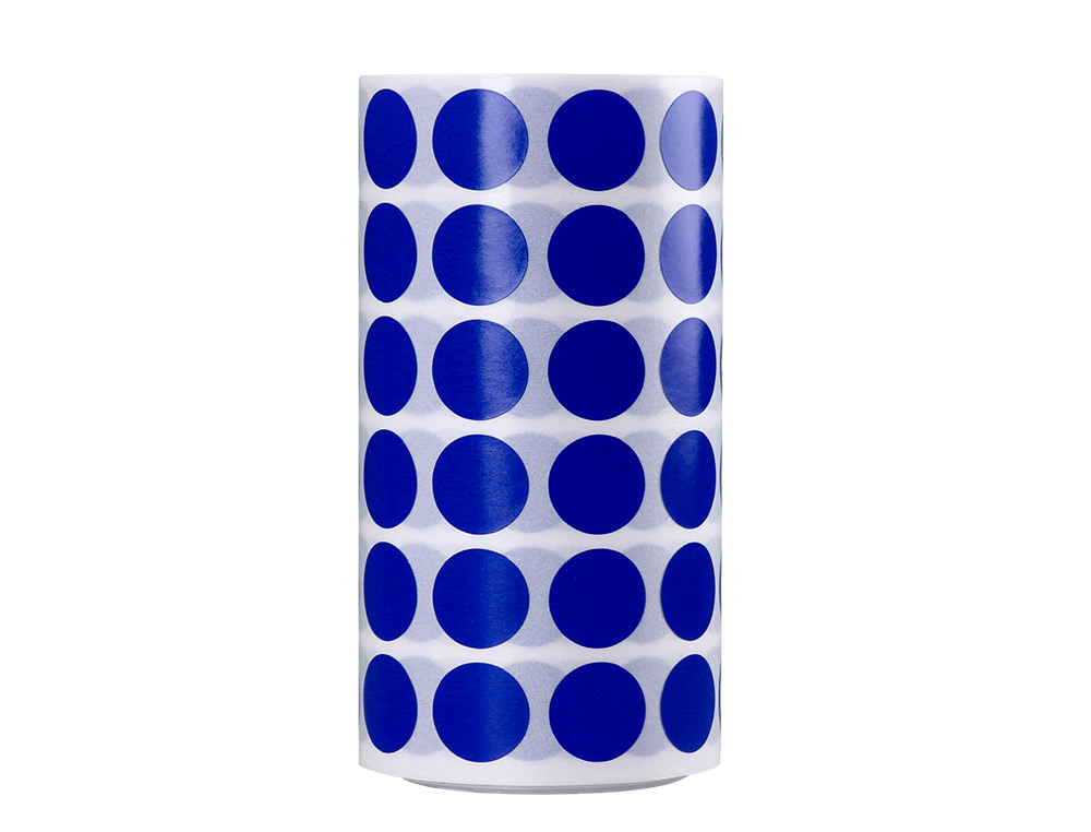 PASTILLE ADHESIVE LIDERPAPEL DIAMETRE 15MM COLORIS BLEU    ROULEAU 6000 UNITES BOITE     CARTON