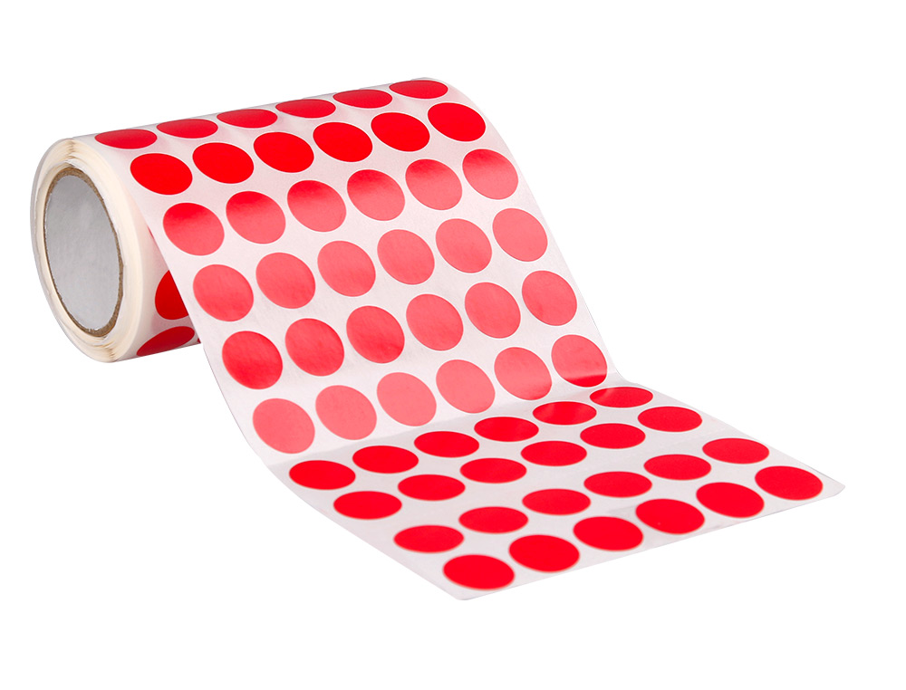 PASTILLE ADHESIVE LIDERPAPEL DIAMETRE 15MM COLORIS ROUGE   ROULEAU 6000 UNITES BOITE     CARTON