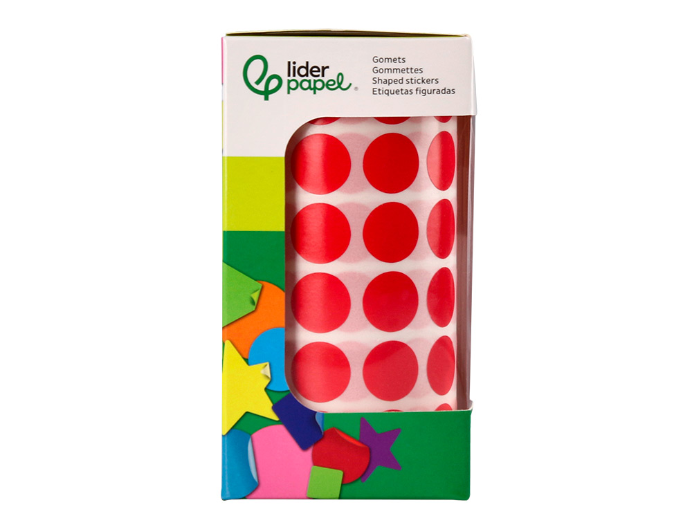PASTILLE ADHESIVE LIDERPAPEL DIAMETRE 15MM COLORIS ROUGE   ROULEAU 6000 UNITES BOITE     CARTON