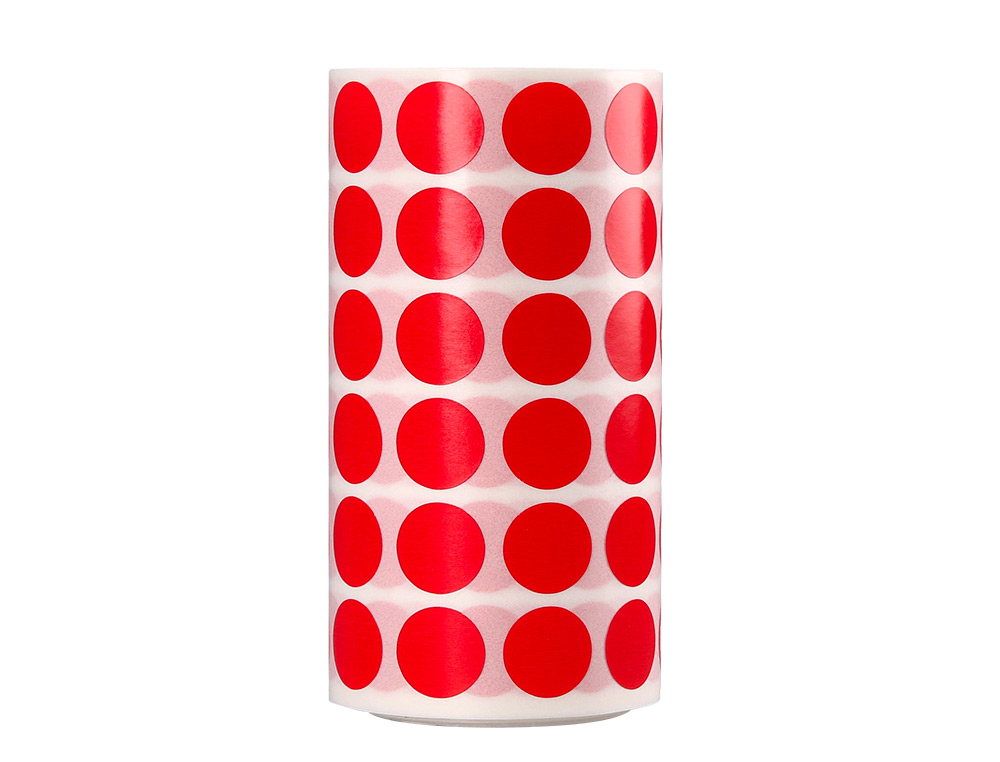 PASTILLE ADHESIVE LIDERPAPEL DIAMETRE 15MM COLORIS ROUGE   ROULEAU 6000 UNITES BOITE     CARTON