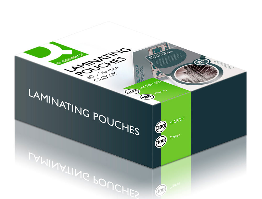 POCHETTE PLASTIFICATION Q-CONNECT  CHAUD CONOMIQUE FORMAT 90X60MM 200 MICRONS BOTE 100 UNITS