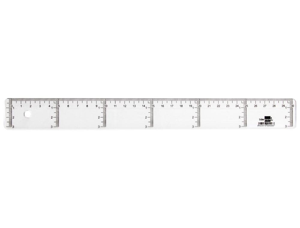 RGLE LIDERPAPEL GRADUATION VERTICALE HORIZONTALE 30CM BORD BISEAUT GAMME CRISTAL TRANSPARENTE CONOMIQUE