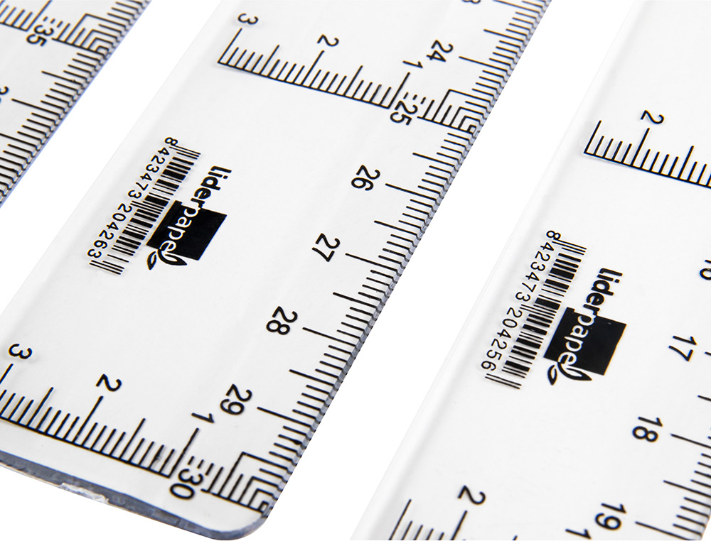 RGLE LIDERPAPEL GRADUATION VERTICALE HORIZONTALE 30CM BORD BISEAUT GAMME CRISTAL TRANSPARENTE CONOMIQUE