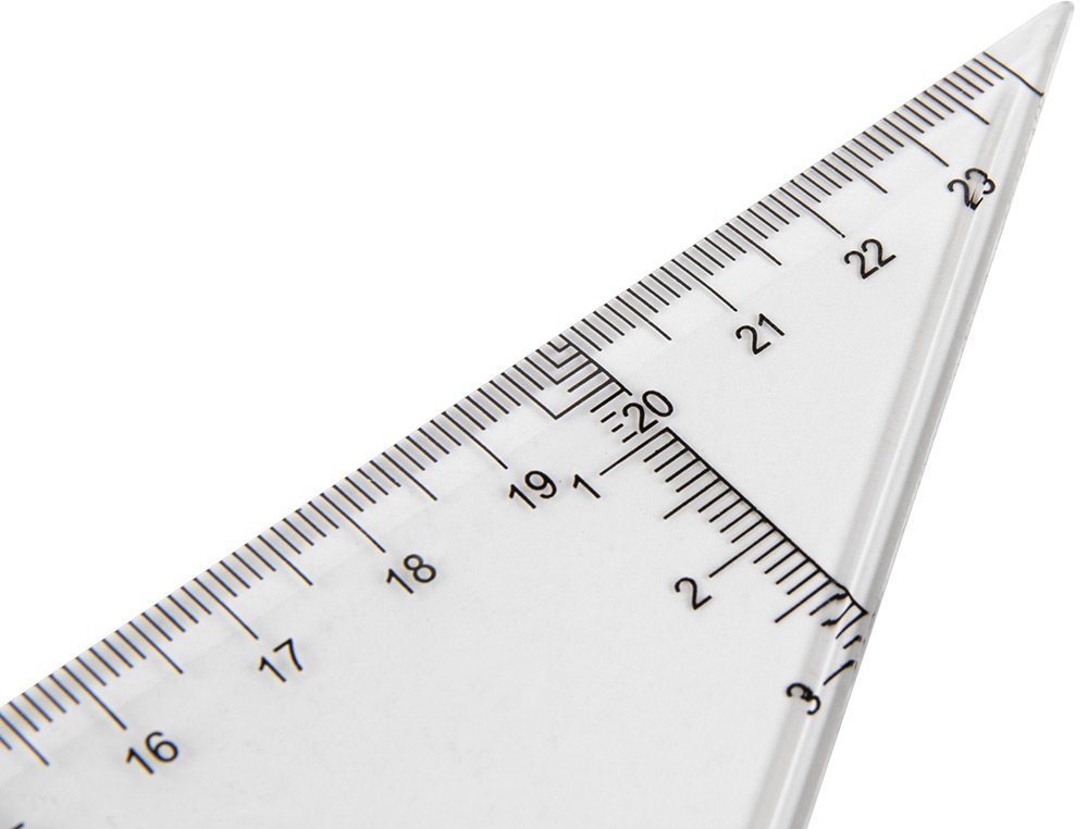 ÉQUERRE LIDERPAPEL 60 DEGRÉS 25CM BISEAUTÉE GRADUÉE ÉCHELLE MILLIMÈTRES TRANSPARENTE ÉCONOMIQUE