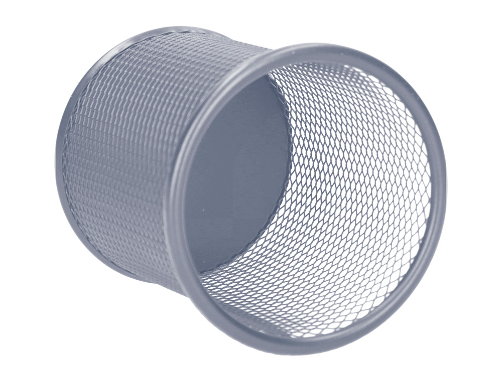 POT  CRAYONS Q-CONNECT MAILLE MTALLIQUE HAUTEUR 105MM DIAMTRE 86MM COLORIS ARGENT