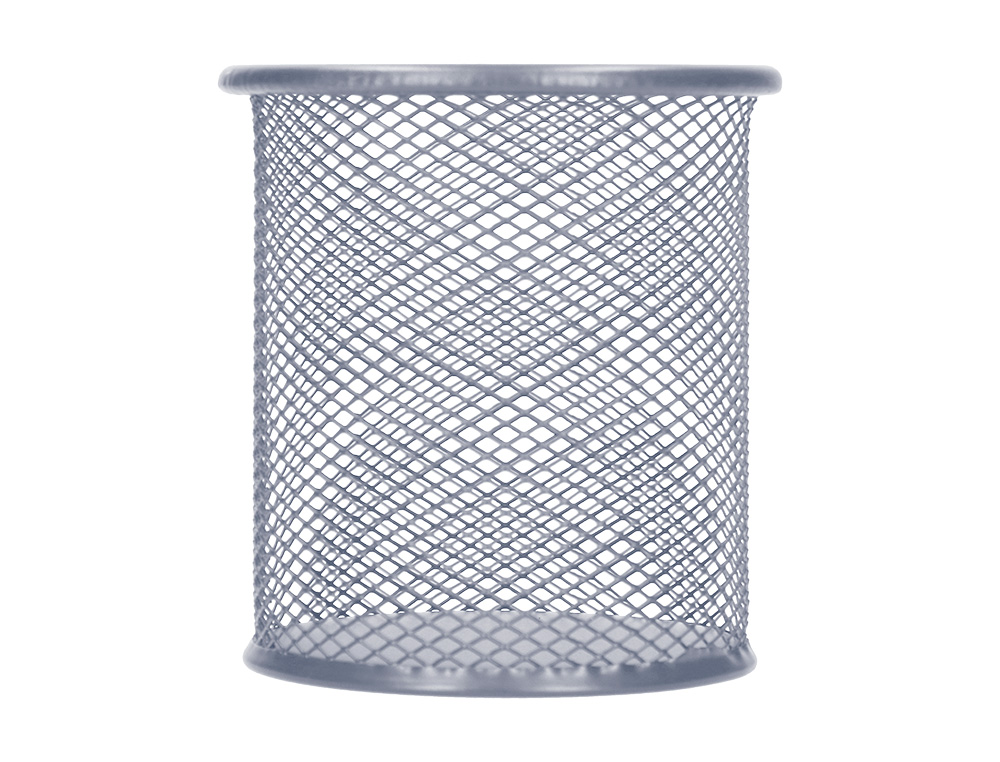 POT  CRAYONS Q-CONNECT MAILLE MTALLIQUE HAUTEUR 105MM DIAMTRE 86MM COLORIS ARGENT