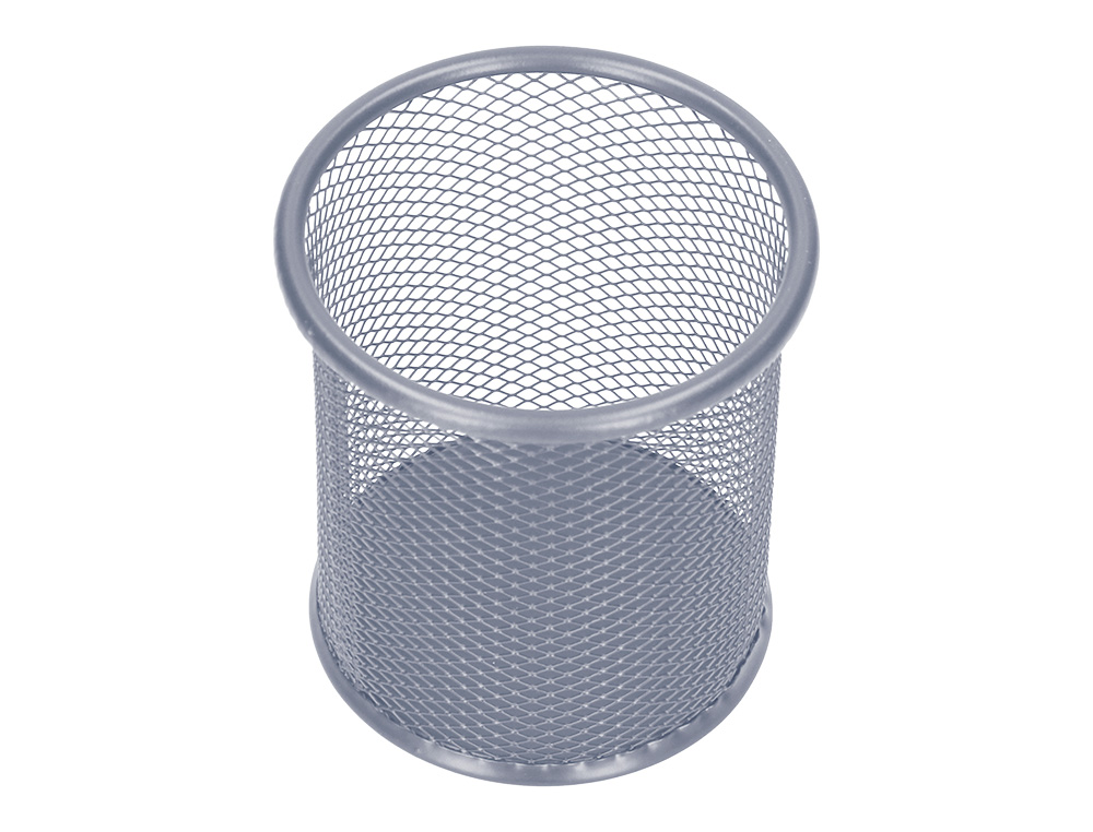 POT  CRAYONS Q-CONNECT MAILLE MTALLIQUE HAUTEUR 105MM DIAMTRE 86MM COLORIS ARGENT