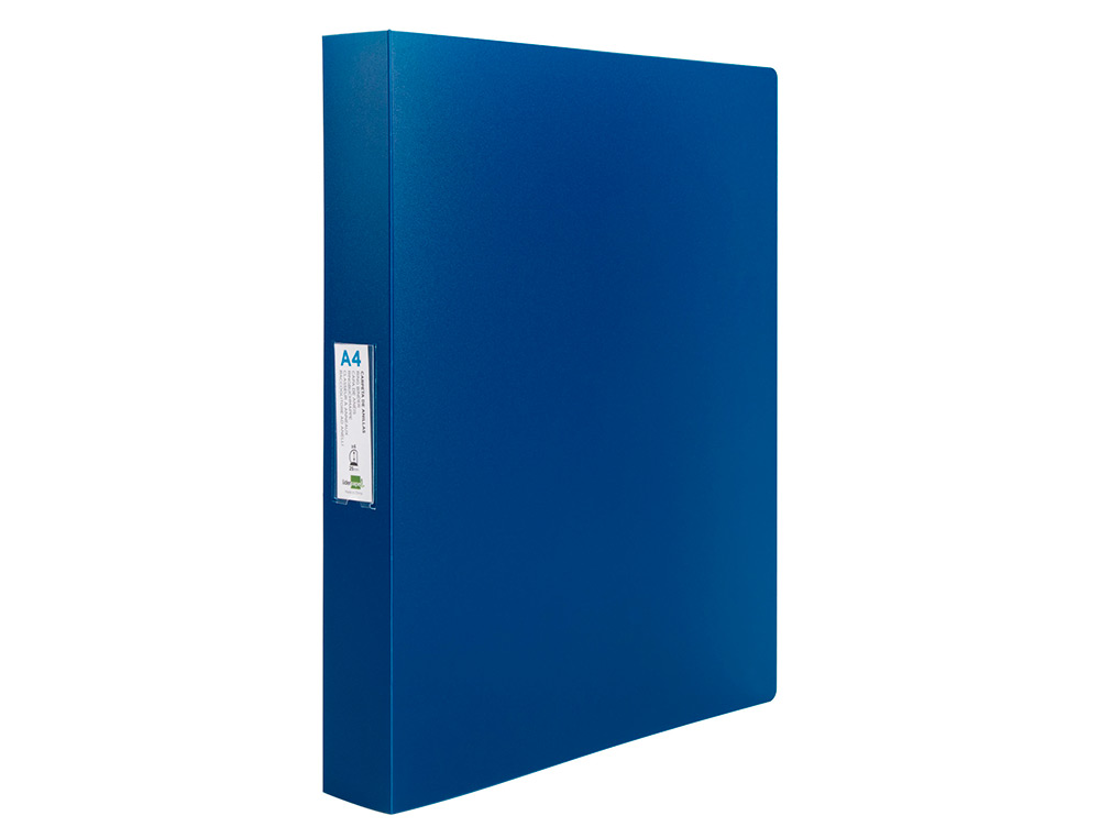 CLASSEUR LIDERPAPEL 4 ANNEAUX 25MM A4 260X315MM POLYPROPYLÈNE DOS 40MM PORTE-CARTES VISITE COLORIS BLEU TRANSLUCIDE