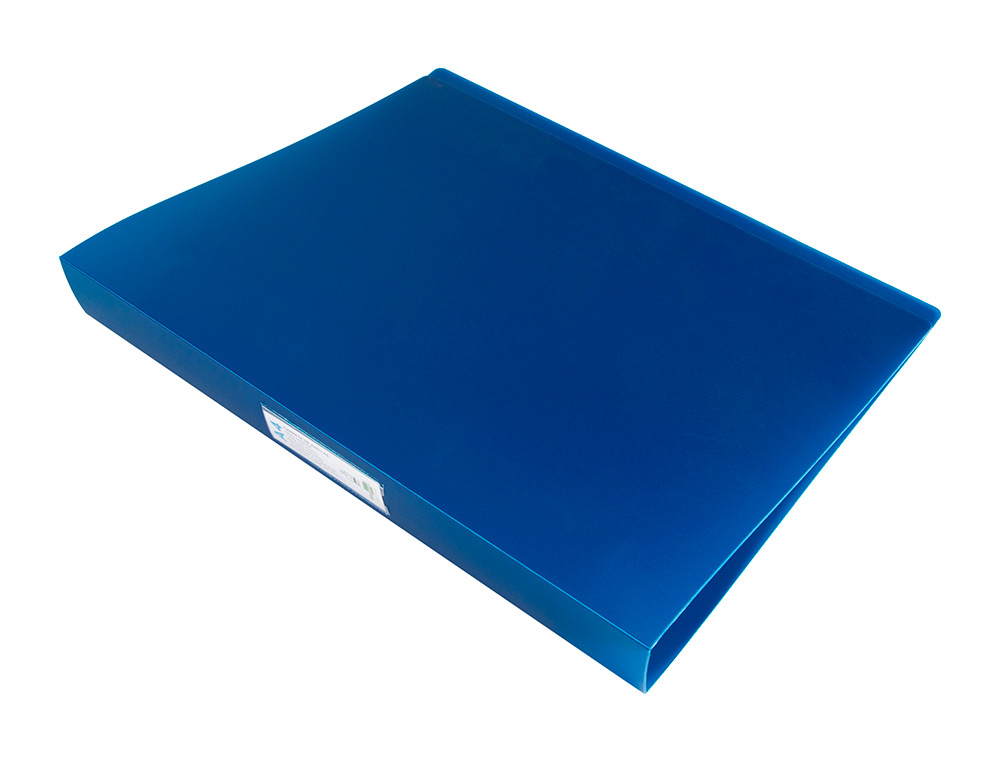 CLASSEUR LIDERPAPEL 4 ANNEAUX 25MM A4 260X315MM POLYPROPYLÈNE DOS 40MM PORTE-CARTES VISITE COLORIS BLEU TRANSLUCIDE