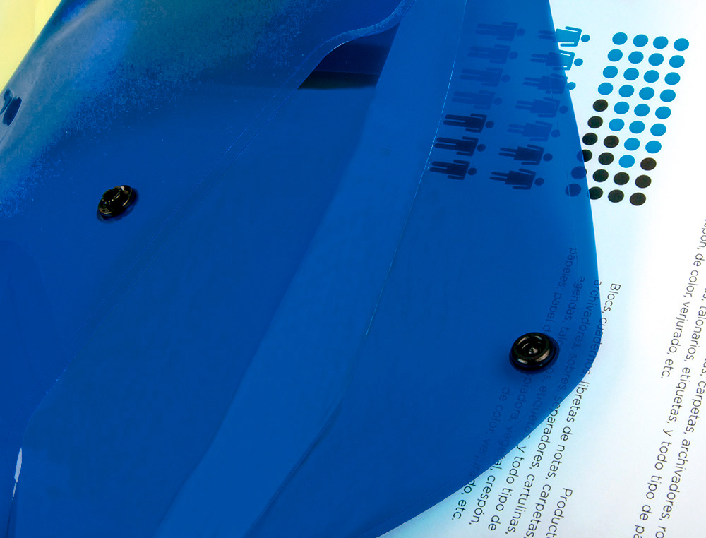 POCHETTE ENVELOPPE LIDERPAPEL POLYPROPYLNE 180 MICRONS A5 210X148MM 50F FERMETURE BOUTON RSISTANT TRANSPARENT BLEU