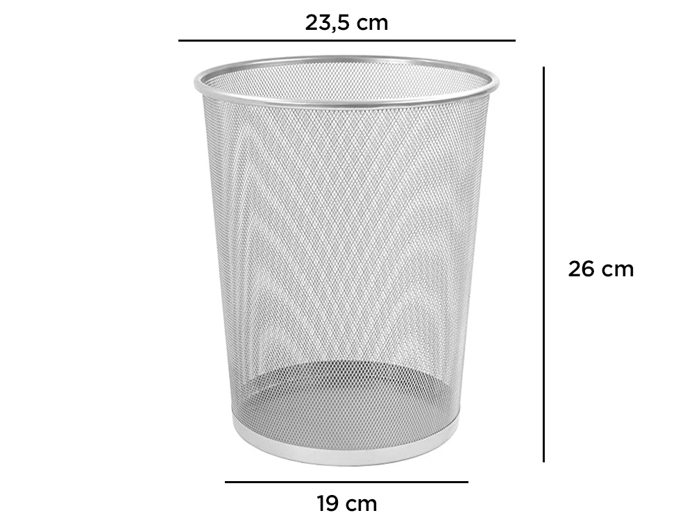 CORBEILLE À PAPIER Q-CONNECT MAILLE MÉTALLIQUE FORME CIRCULAIRE 8.3L 235X260X190MM COLORIS ARGENT