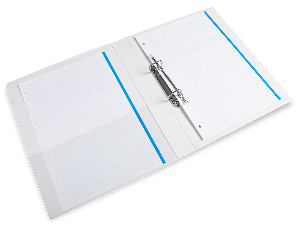 CLASSEUR KANGOUROU LIDERPAPEL 2 ANNEAUX 25MM 283X320MM DOCUMENT A4 PLASTIQUE DOS 40MM COLORIS BLANC