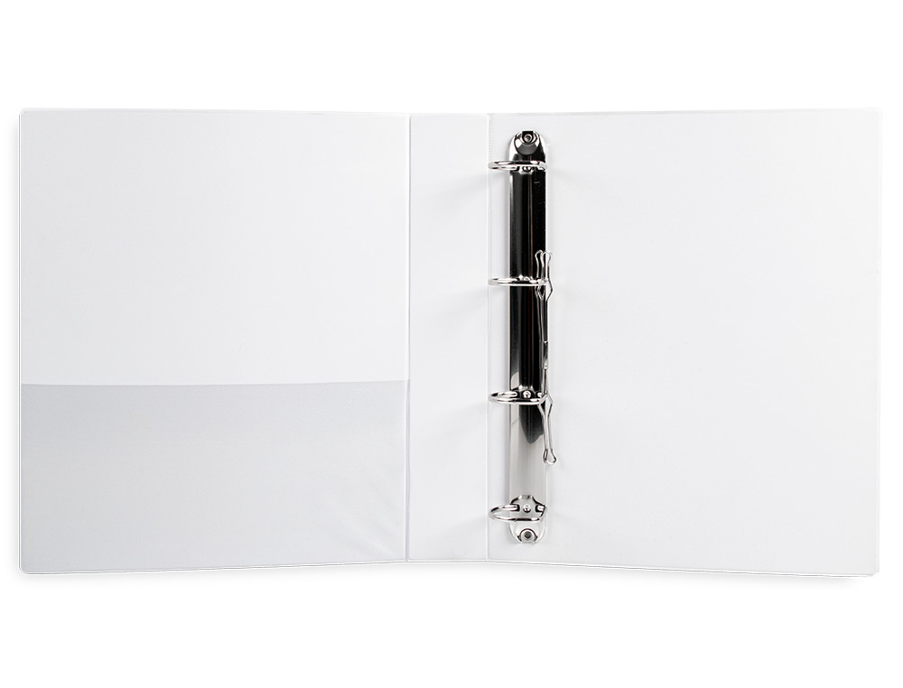 CLASSEUR KANGOUROU LIDERPAPEL 4 ANNEAUX 40MM 283X320MM DOCUMENT A4 PLASTIQUE DOS 68MM COLORIS BLANC