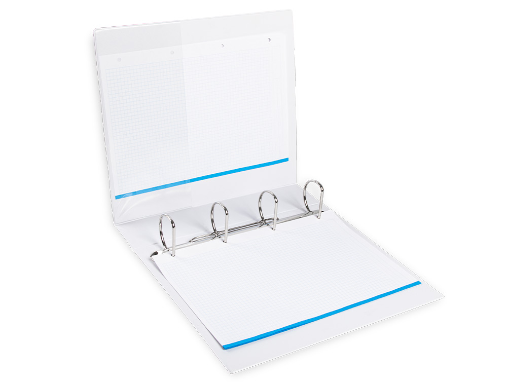 CLASSEUR KANGOUROU LIDERPAPEL 4 ANNEAUX 55MM 283X320MM DOCUMENT A4 PLASTIQUE DOS 78MM COLORIS BLANC
