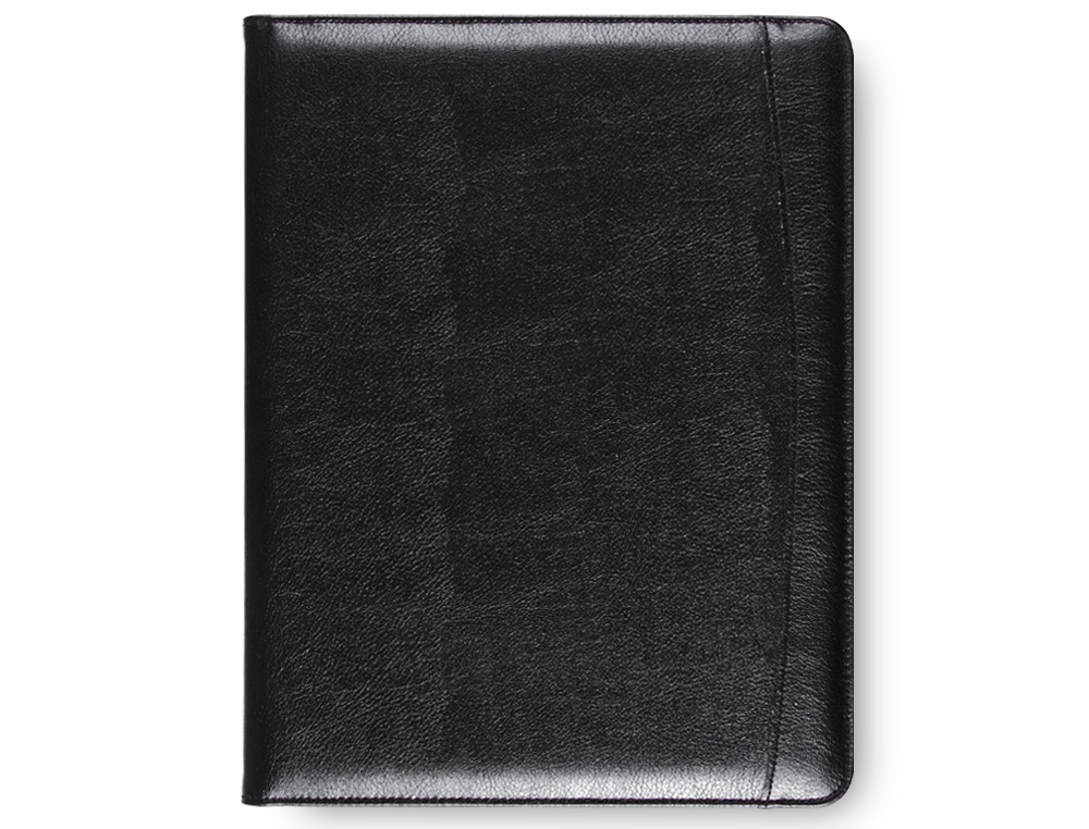 CONFÉRENCIER A4 PLASTIQUE BLOC -NOTES INCLUS PLUSIEURS COMPARTIMENTS POCHE RABAT 32X25X2,5CM COLORIS NOIR